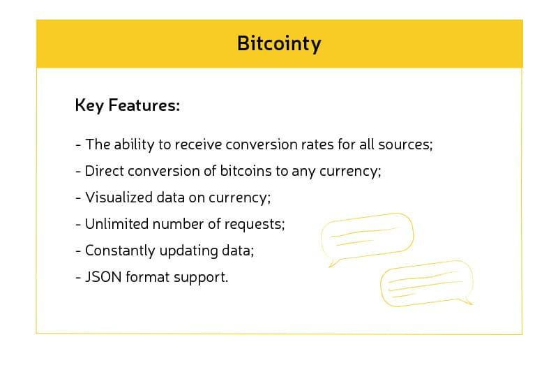Bitcointy API features