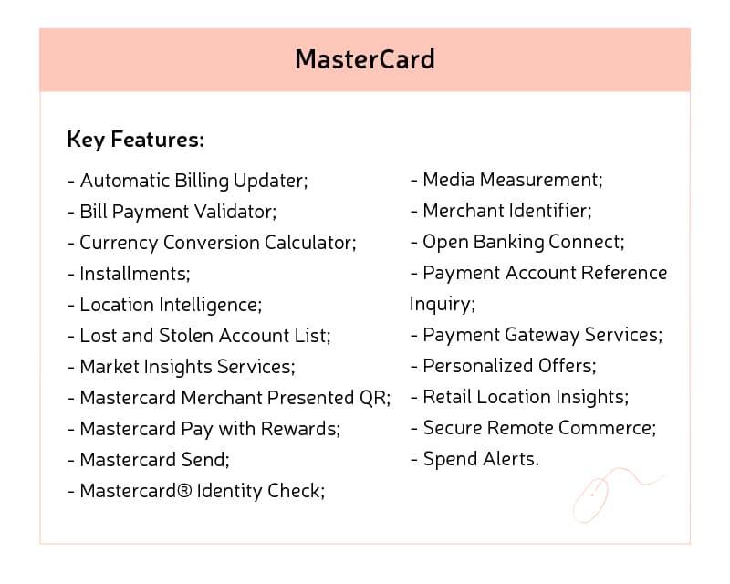 MasterCard API features