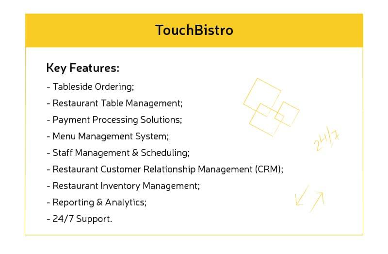 TouchBistro API features