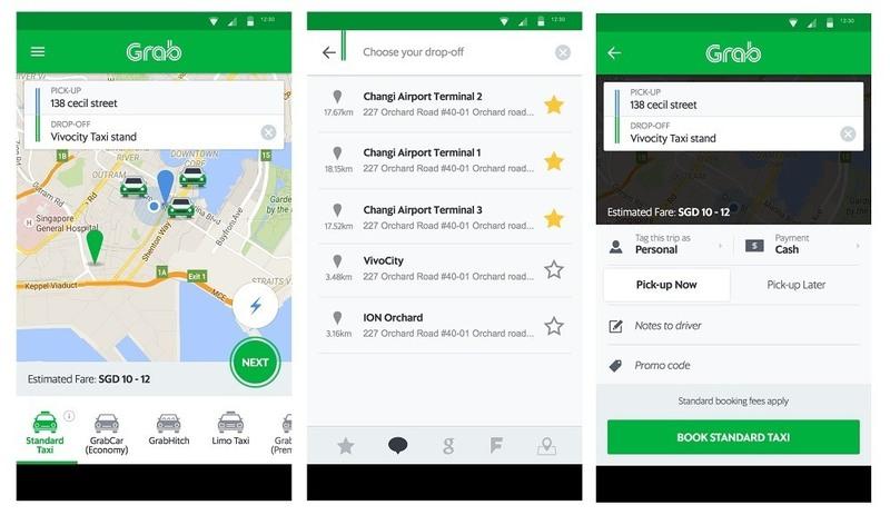 Grab taxi app