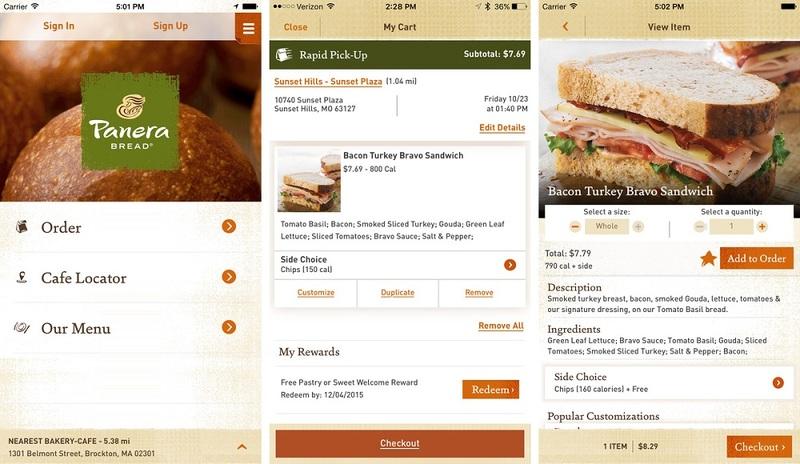 Panera food ordering app
