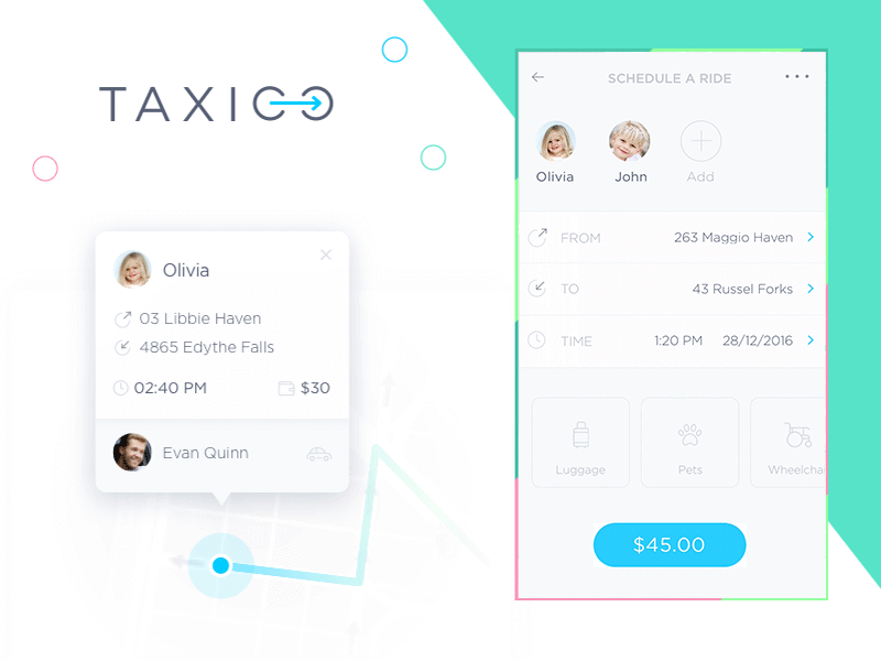 taxi app design concept