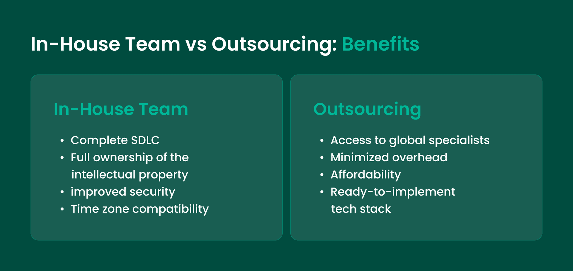 Choosing between in-house and outsourcing: key benefits compared.