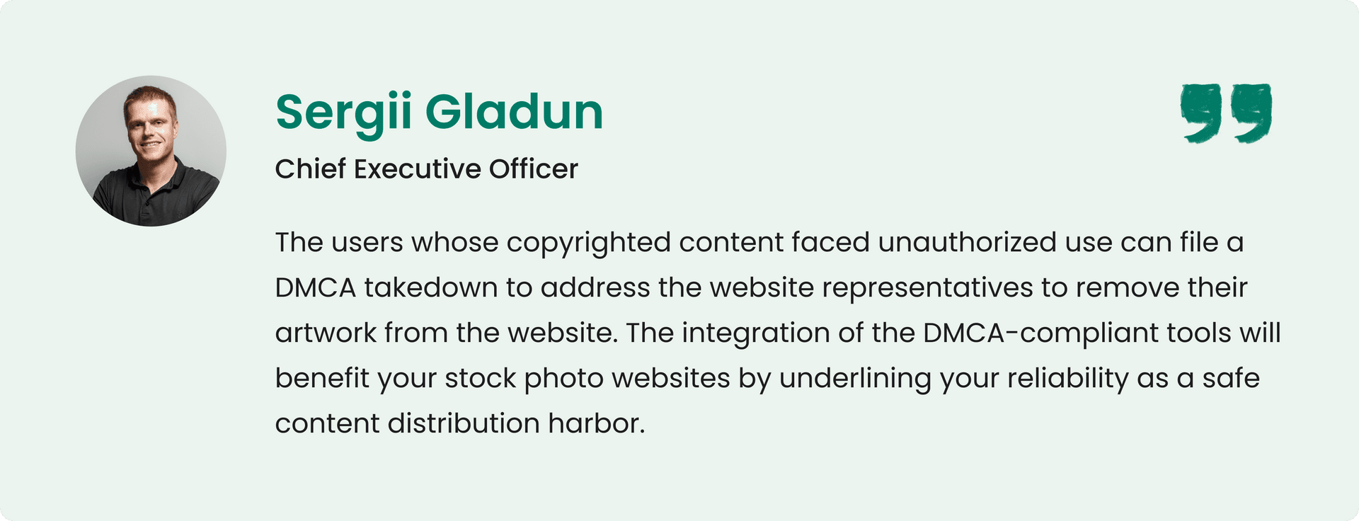 Sergii Gladun, CEO of Agilie, on DMCA takedowns for stock photo websites.