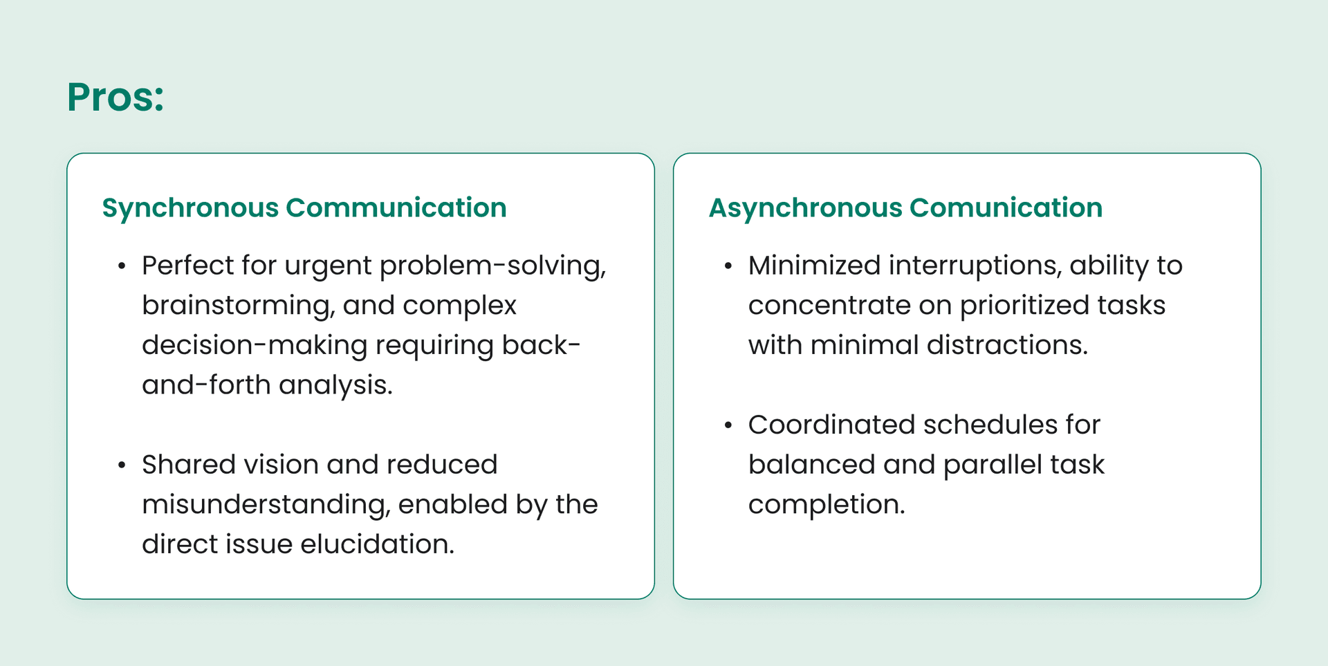 Optimizing remote team performance: advantages of synchronous and asynchronous communication.