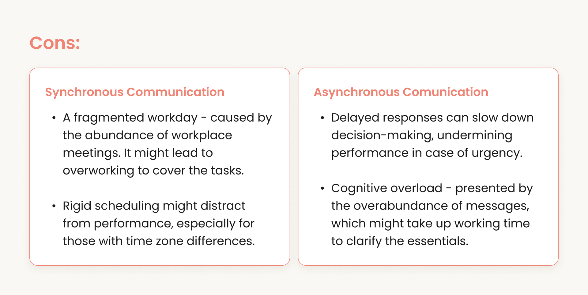 Drawbacks of sync & async communication affecting remote team performance.