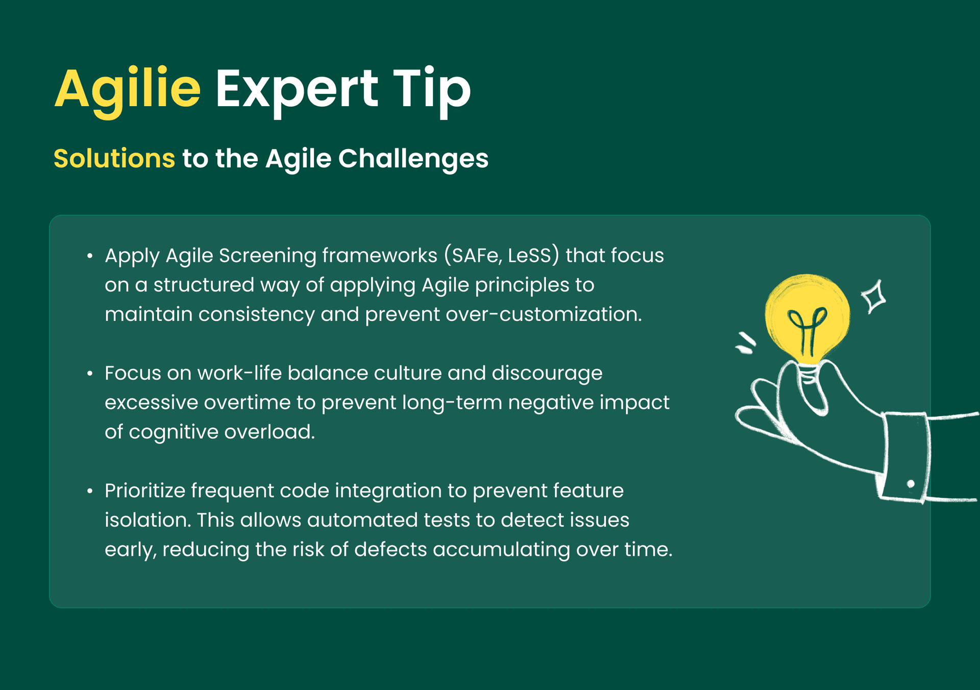 Agilie Expert Tip: Solutions to the Agile Challenges.