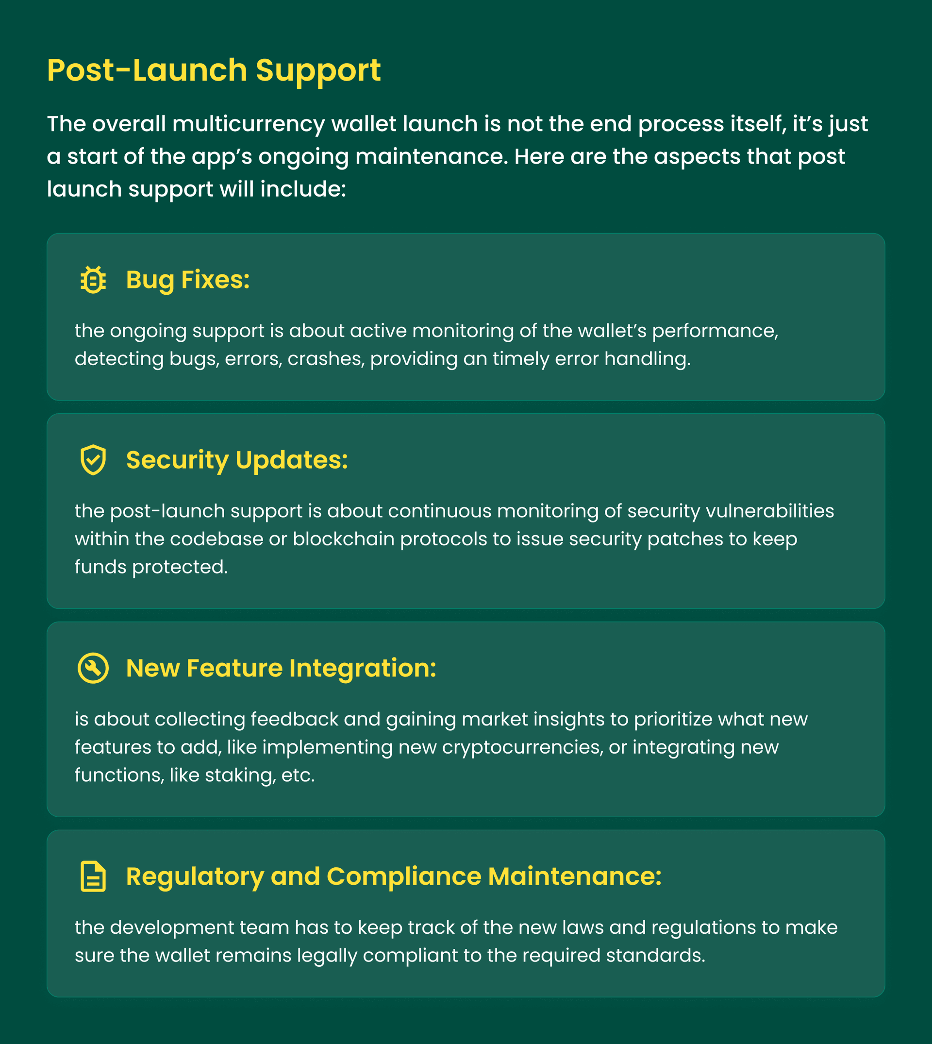Post-Launch Support for Multicurrency Wallet.